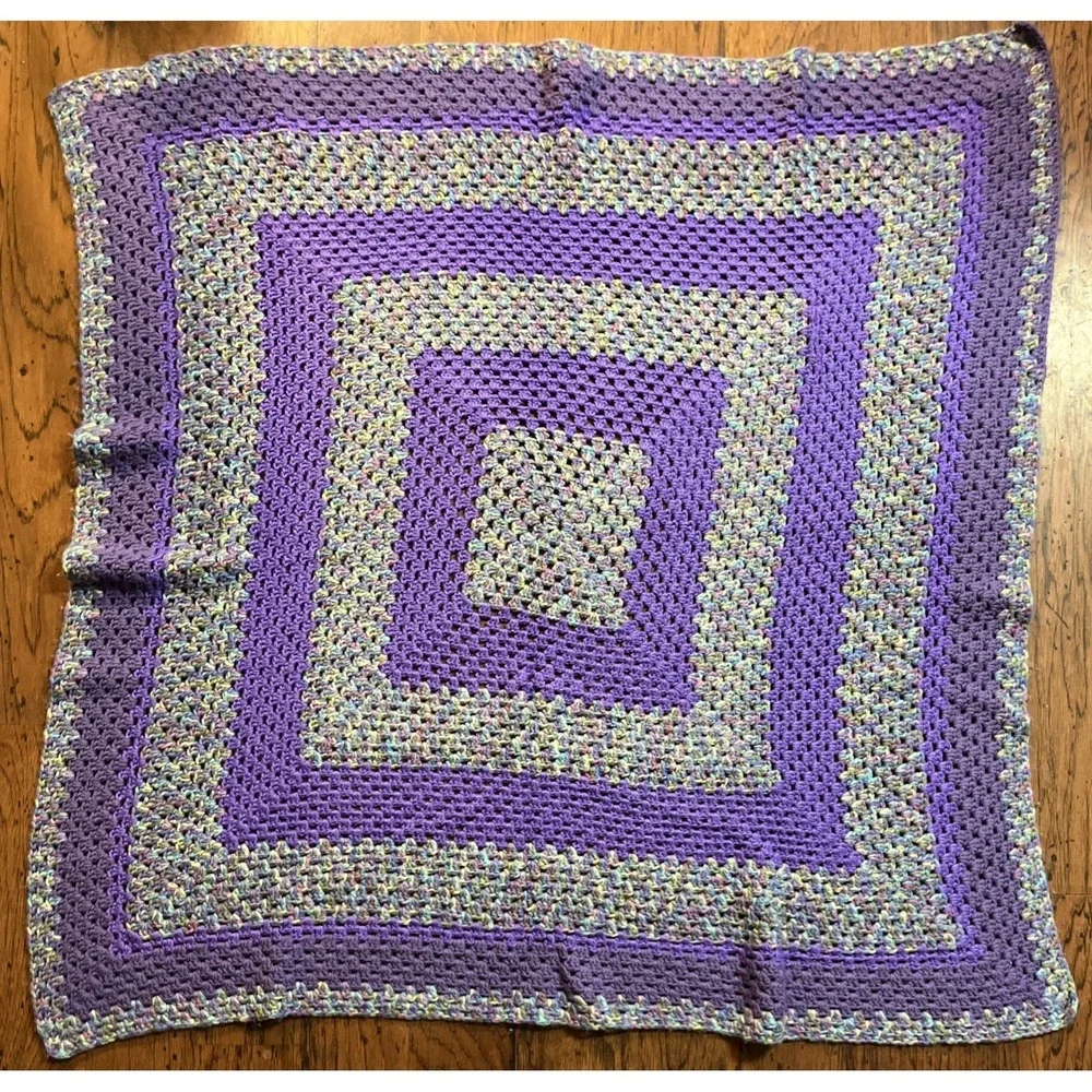 Handmade Crochet Granny Square Blanket‎ Small (abt 48
